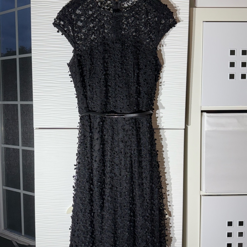Calvin Klein Black Textured Midi Dress